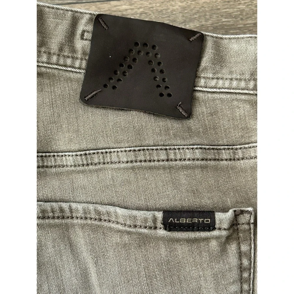 Alberto Modern Fit Brown Stretch Jeans Men 34x34 Luxury Designer Denim